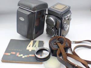 UH-R132《1円》《アンティーク》シャッター動作OK ヤシカ Yashica-44 60mm F3.5 二眼カメラ カバー・レンズキャップ・説明書付き