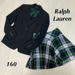 美品　ラルフローレンRalph Lauren 卒服　女の子　卒業式　フォーマルスーツ セットアップ　ウールジャケット　チェックスカート　リボン