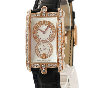 【3年保証】 ハリーウィンストン アヴェニューC ミッドサイズ 331/UQR K18PG無垢 純正ダイヤ シェル 角型 クオーツ メンズ 腕時計