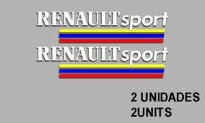 即納 ルノースポール RENAUL SPORT ホワイト ライン 3カラー カッティング 150mm x 35mm 2枚セット ステッカー 《送料無料》