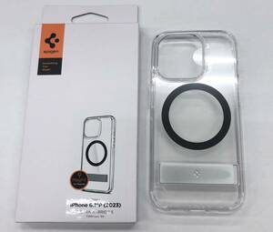 ★【在庫処分価格】Spigen iPhone15Pro MagSafe キックスタンド付き ウルトラハイブリッド ACS06723 グラファイト☆C01-111a