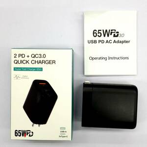 ★【在庫処分価格】2PD+QC3.0 PD 充電器 65w type-c ACアダプター充電器 PSEマーク タイプC 携帯充電器 USB-A×1 & USB-C×2☆T01-229a