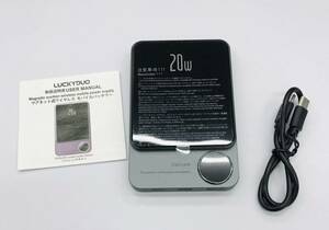 ★【在庫処分価格】LUCKYDUO マグネット式 ワイヤレス モバイル バッテリー 5000mAh LED 残量表示 充電☆C01-178a