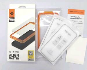 ★【在庫処分価格】Spigen AlignMaster ガラスフィルム iPhone 15 Pro 用 ガイド枠付き　2枚入り☆C01-019a