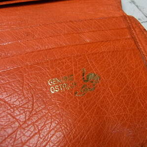 オーストリッチ 二つ折り財布 レッド/赤 USEDの画像8
