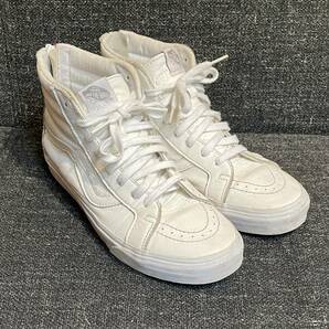 Vans SK Hi バンズ ハイカット スニーカー レザー ホワイト 10.5の画像2