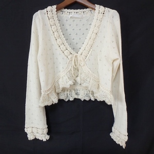 #apc Pink House PINKHOUSE cardigan ivory bolero knitted rose ribbon short lady's [856352]