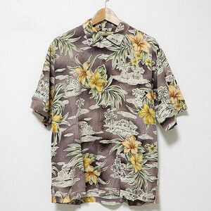 #snc トミーバハマ Tommy Bahama 半袖シャツ アロハシャツ シルク 花柄 ヤシの木 S 紫 メンズ [848083]