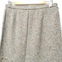 #anc レリアン Leilian スカート 13 グレー ツイード フリンジ 大きいサイズ 美品 レディース [860116]_画像3