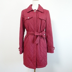 #wnc Coach COACH coat XS red cotton inside quilting belt attaching snap-button Logo lady's [805385]