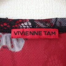 #snc ヴィヴィアンタム VIVIENNETAM カットソー 0 赤 黒 グレー 半袖 メッシュ パワーネット 花柄 レディース [858359]_画像5