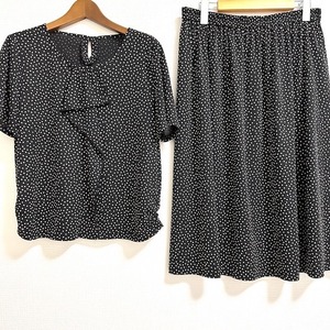 #snc Leilian Leilian setup two piece skirt 13 black white large size short sleeves dot lady's [843369]