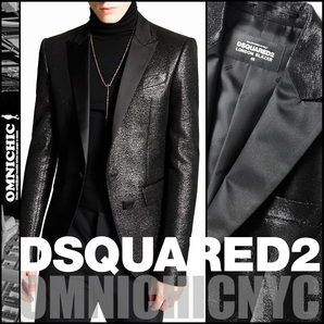 まさにラグジュアリー！■新品283,200円【DSQUARED2】ディースクエアード/LONDON BLAZER/ロンドン光沢シルクラペルブレザージャケット48/M