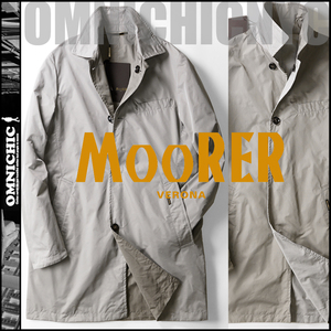 2WAYリバーシブル!■新品定価124,300円/紳士の至高！両A面【MOORER】ムーレーMURAY-KM優しい色味の撥水加工ナイロンステンカラーコート48/M