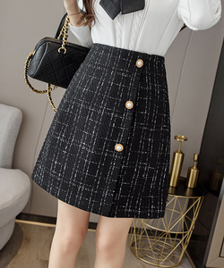  tweed manner skirt Korea miniskirt beautiful legs black L size 