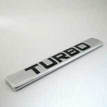 送料無料 TURBO ターボ アルミ 金属 エンブレム シルバー 黒文字 C44_画像2