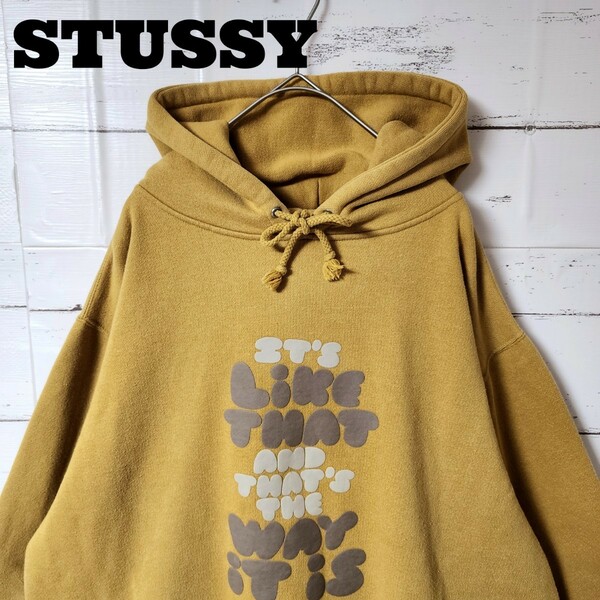 希少 STUSSY ステューシー パーカー 90s オールド オレンジ プリント