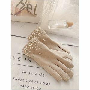  lady's gloves feel of .. warm smartphone correspondence high quality cashmere elegant . piece decoration ivory 