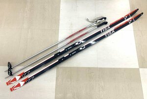 FISCHER フィッシャー TISA SPORT STEP N910 177cm レッド / TOTO 7010 ポール(ストック)付き クロスカントリースキー セット ①