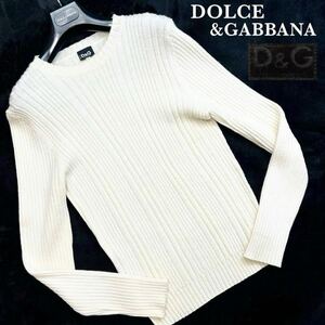 ほぼ未使用★幻のXL★限定品!DOLCE&GABBANA【王者の風格】ドルチェ&ガッバーナ最高級ファーロゴパッチ イタリア製 肉厚リブニット セーター