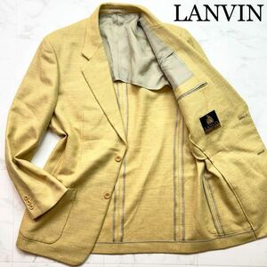 【ほぼ未使用】幻の最高級カシミヤ★稀少XL★超希少色★LANVIN ランバン【繊維の宝石】テーラードジャケット 圧巻美色華やかイエロー 艶感