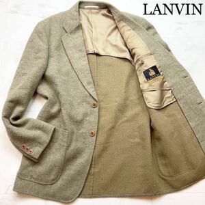 【ほぼ未使用】幻の最高級カシミヤ★稀少L!LANVIN ランバン【繊維の宝石】テーラードジャケット 圧巻美色カーキベージュ メランジ ツイード