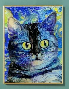 Art hand Auction [Póster de tela] Pintura al óleo estilo diseño de gato Lienzo artístico Panel de tela Pintura Gato, Tapiz, Montado en la pared, Tapiz, Panel de tela