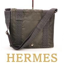 HERMES エルメス バサスPM ショルダーバッグ エールライン キャンバス グレー_画像1