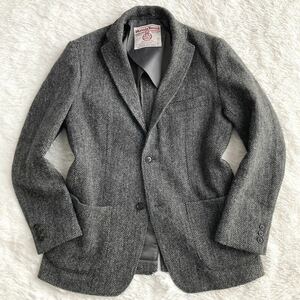 アーバンリサーチ テーラード ジャケット ハリスツイード Harris Tweed ウール ヘリンボーン グレー Lサイズ 補修跡あり ◎試着のみ