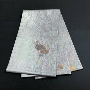 着物月花 引箔 品のある花 袋帯 お太鼓柄 正絹 金糸 ob911の画像7