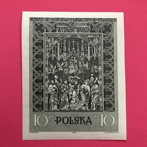 外国未使用切手★ポーランド 1960年 聖マリア教会のファイト・シュトースの祭壇画 小型シート