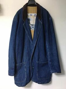 KENZO JEANS Old France made north . patch lining Denim jacket half coat indigo coverall Roo z Silhouette 80s 90s blue 