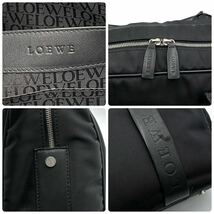 近年モデル◆ ロエベ ビジネスバッグ 黒 キャンバス×レザー LOEWE トートバッグ ブリーフケース 本革 アナグラム 大容量 ブラック メンズ_画像10