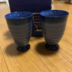 新品　美濃焼　ペアカップ　ペアコップ　湯呑み 青 和食器