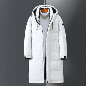 YR-ACT 白灰 (表記2XL)北欧VIKINGAR 人気新品 高品質 ダウンコート メンズ ロングコート フード付き 厚手 防寒 ダウンジャケット