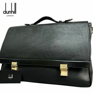 美品●dunhill ダンヒル コンノート イタリア製 グレインドカウハイドレザー 本革 ビジネスバッグ ブリーフケース 2室 A4/PC収納 通勤 黒