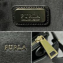 極美品●FURLA フルラ メンズ レザー 本革 トートバッグ ビジネスバッグ スクエア型 A4/PC収納 ショルダー 肩掛け 自立 黒 ゴールド金具_画像8