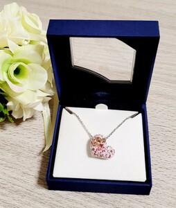 【SWAROVSKI】スワロフスキー ネックレス ハート ラインストーン 美品