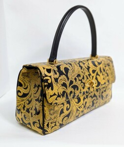  gold Tang leather handbag Gold leather art party bag .. from ..