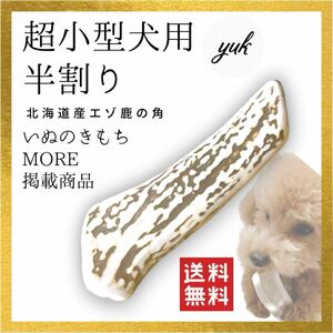【送料無料】超小型犬用　半割り　北海道産エゾ鹿の角　犬のおもちゃ