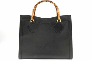 1円〜 グッチ バンブーライン ハンドバッグ トート 大容量 レザー 黒 ブラック 良品 GUCCI 7307h