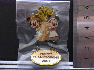 海外ディズニー 限定 3600個 ミッキー ミニー happy thanksgiving 2001 収穫 ピンバッジ disney