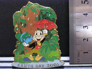 海外ディズニー 限定 2001個 earth day 2001 ピノキオ ジミニー・クリケット ピンバッジ disney