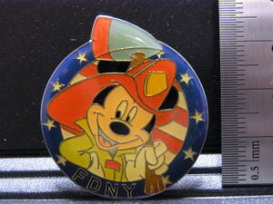 海外ディズニーニューヨーク市消防局 FDNY ミッキー ピンバッジ Disney