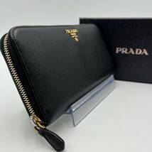 1円【美品】PRADA プラダ 長財布 ラウンドファスナー ジッピーウォレット ロゴ サフィアーノレザー 本革 ブラック 黒 メンズ 男女兼用_画像1