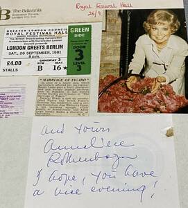  Anne ne Lee ze* low ton be Luger /Anneliese Rothenberger autograph autograph, color photograph, private letter, musical performance . ticket, other * present condition goods 