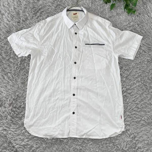 4629【Levi's】半袖シャツ(M)カジュアル 117508 羽織り トップス ノームコア シンプル 無地 ベーシック系