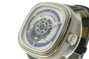 VMPD5-111-43 SEVENFRIDAY セブンフライデー 腕時計 SF-P3/06-X ヨットクラブ スクエア 自動巻き 約132g メンズ シルバー 動作品 中古