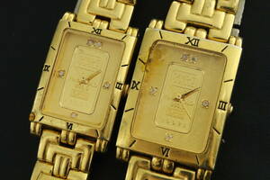VMPD5-1214-88 エルジン 腕時計 FK-929-C FK-928-C FINE GOLD 999.9 GOLD INGOT 1g ペア 2点セット 約124g メンズ レディース ジャンク