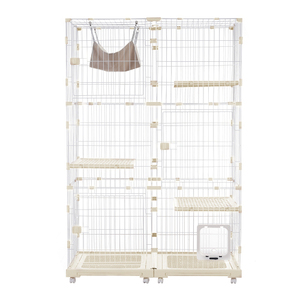  cat cage cat cage 3 step wide width design free combination tray attaching cat door attaching hammock attaching large cat gauge feeling of luxury ( beige )